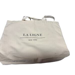 La Ligne New York with La Bande Canvas Tote Bag logo Shopper Cream 17x19